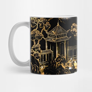 black gold oriental pagodas Mug